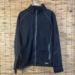 Mens Performance Fleece Jacket L Black Soft Shell Insulated Travel Ski Outdoor